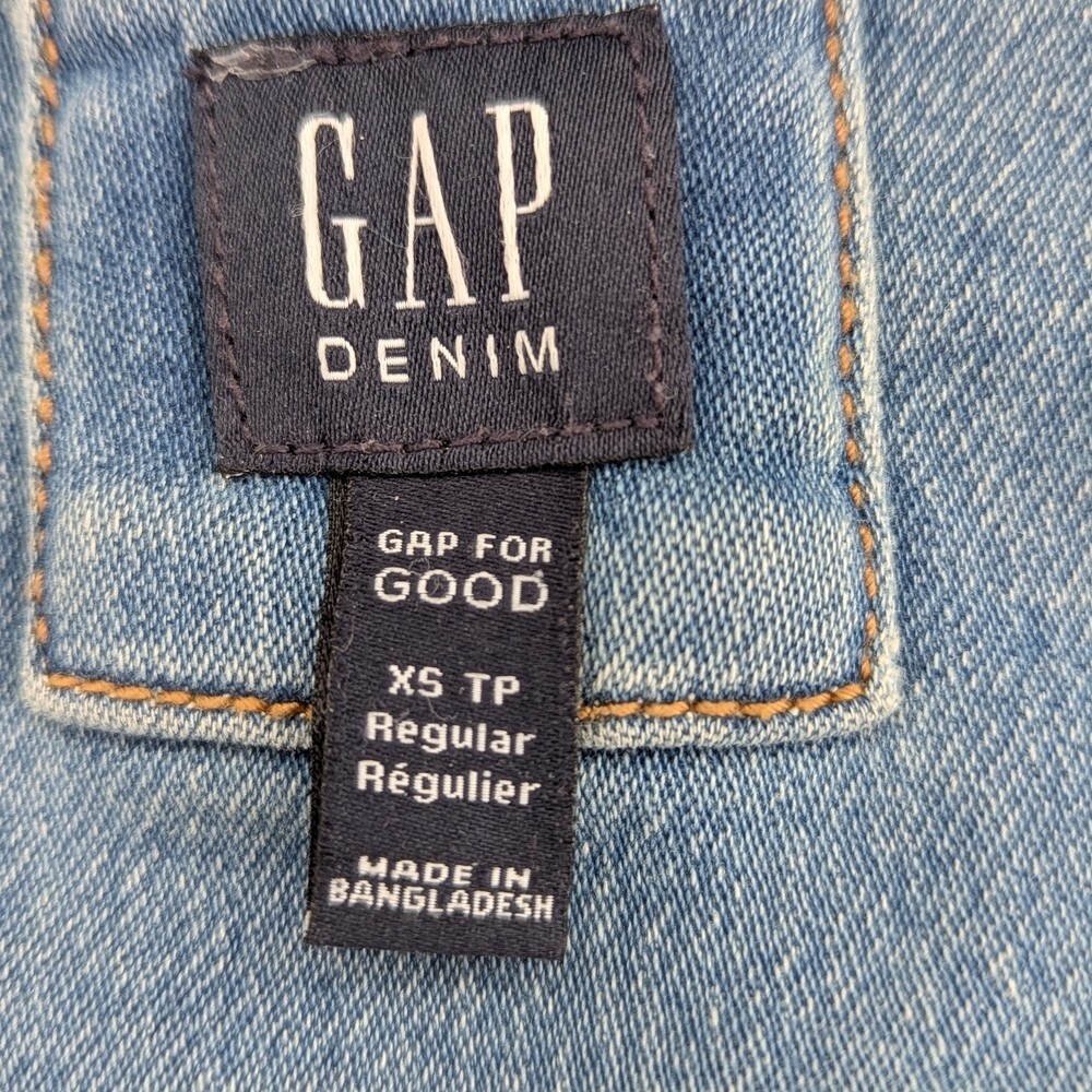 GAP Kids (XS) Unisex Whitewashed/Distressed Light Blue Denim/Jean Jacket - Picture 10 of 11